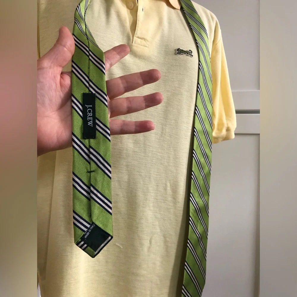 J. Crew Green Striped Silk Imported Tie